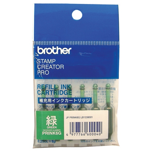 ブラザー　使いきりタイプ補充インク　緑　PRINK6G　1パック（6本）（ご注文単位1パック）【直送品】