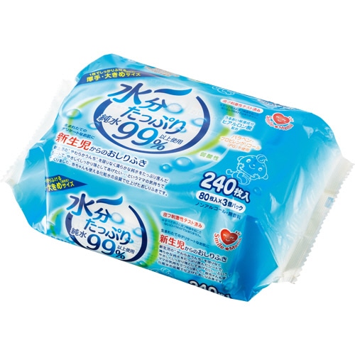 ティー・エイチ・ティー　スマイルママ　水分たっぷり純水99％おしりふき　1パック（240枚：80枚×3個）（ご注文単位1パック）【直送品】