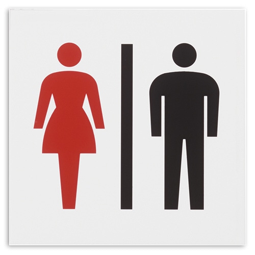 光　アクリルマット板サイン　男女マーク　テープ付　タテ100×ヨコ100×厚み2mm　白　KMP1052-1　1枚（ご注文単位1枚）【直送品】