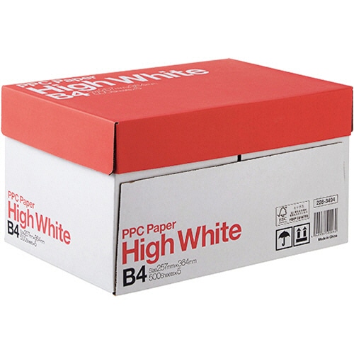 PPC PAPER High White B4 1箱(2500枚:500枚×5冊)(ご注文単位1箱)【直送品】