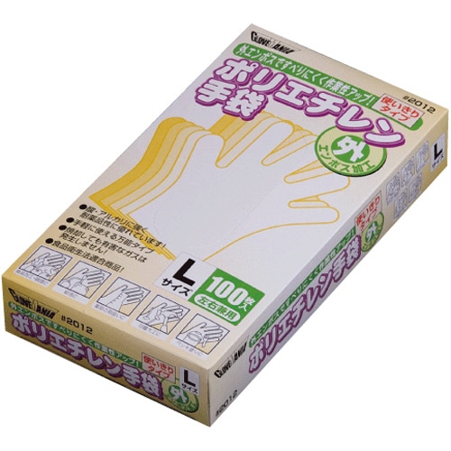 川西工業 ポリエチレン手袋 外エンボス クリア S #2012 100枚/箱（ご注文単位1箱）【直送品】