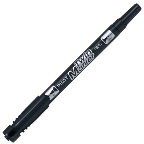 パイロット　油性ツインマーカー　細字＋極細　ブラック　MEF-12EU-B　1本（ご注文単位1本）【直送品】