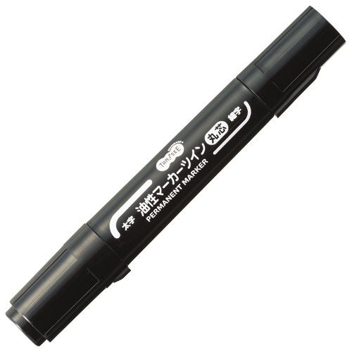 TANOSEE　キャップ式油性マーカー　ツイン　太字（丸芯）＋細字　黒　1セット（50本）（ご注文単位1セット）【直送品】