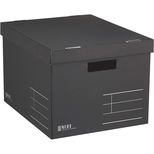 コクヨ　収納ボックス（NEOS）　Lサイズ　フタ付き　ブラック　A4-NELB-D　1セット（10個）（ご注文単位1セット）【直送品】
