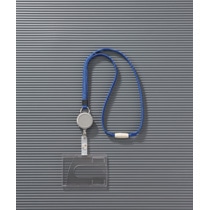 ライオン事務器　つりさげ名札　ヨコ型　ハードタイプ　平ひも　ブルー　N-200SR　1セット（10個）（ご注文単位1セット）【直送品】