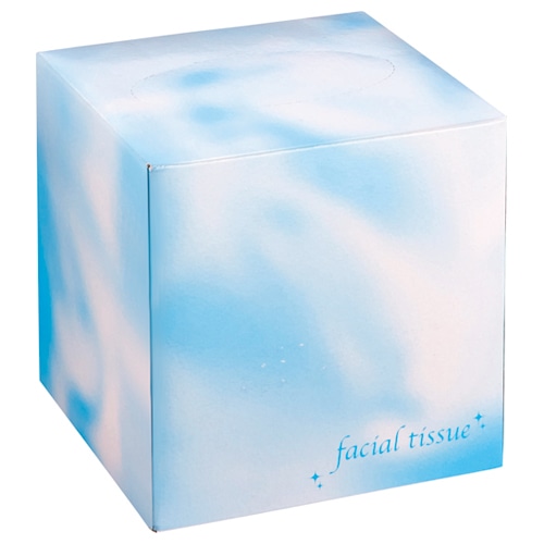 大一紙工　フェイシャルティッシュ　サイコロBOX　80組／箱　ブルー　1セット（50箱）（ご注文単位1セット）【直送品】
