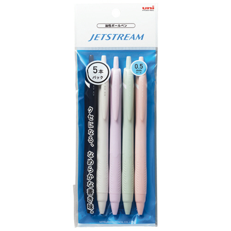 三菱鉛筆 油性ボールペン ジェットストリーム 0.5mm カラー軸 アソート H.SXN15005.5C 5本/パック(ご注文単位1パック)【直送品】
