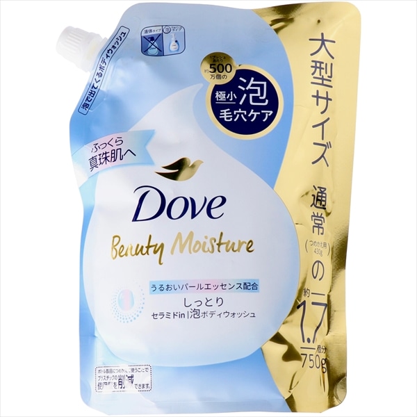 ユニリーバ・ジャパン ダヴ ビューティーモイスチャー 泡ボディウォッシュ しっとり つめかえ用 750G 1個(ご注文単位1個)【直送品】