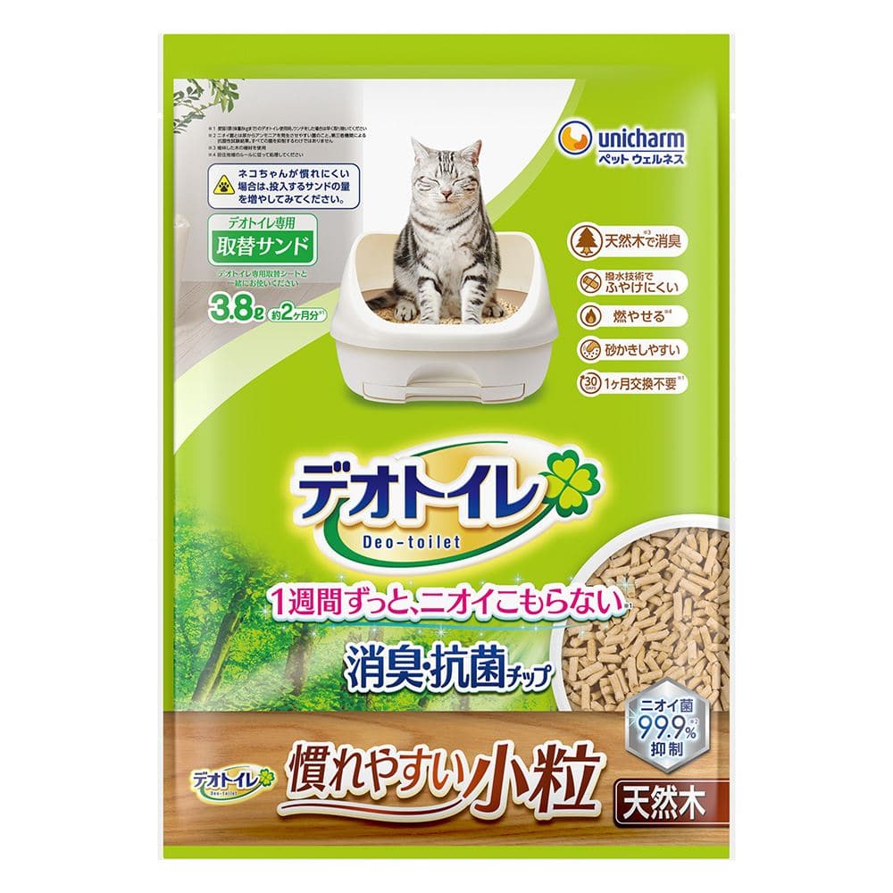 ユニ・チャーム デオトイレ消臭・抗菌チップ天然木 慣れやすい小粒 3800mL/パック（ご注文単位1パック）【直送品】