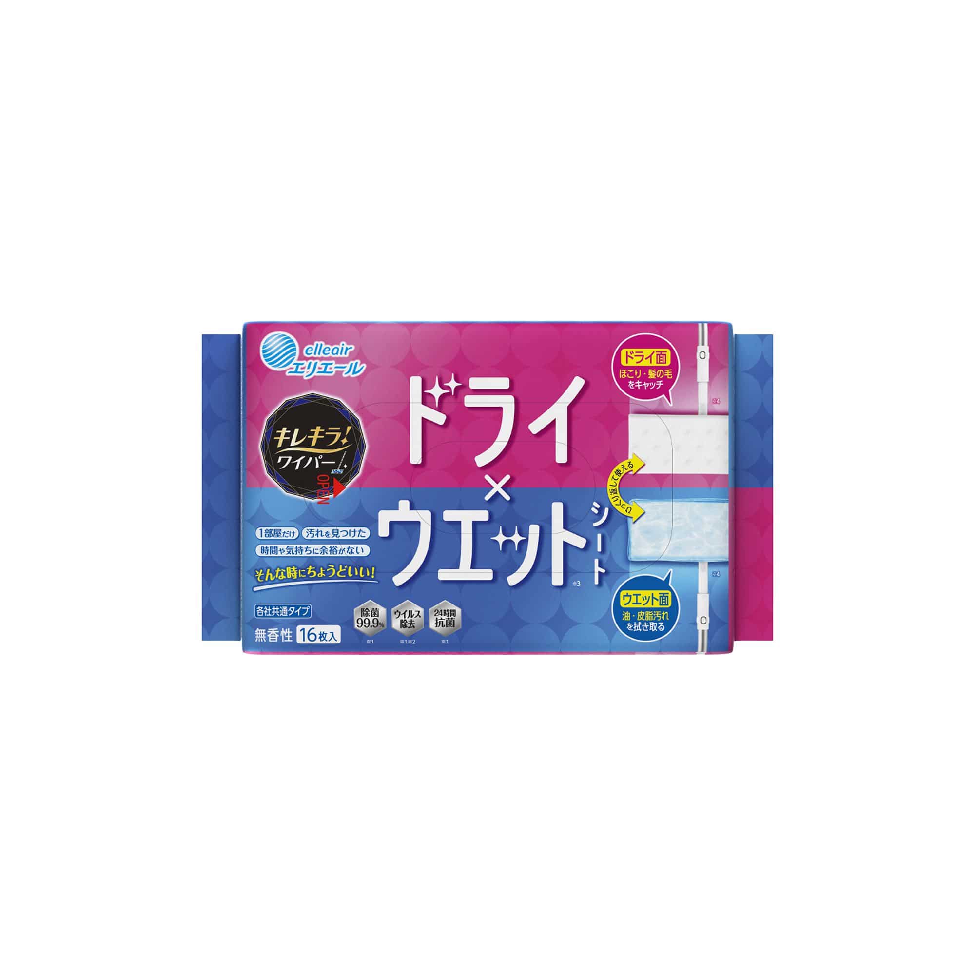 大王製紙 キレキラ!ワイパー ドライ×ウェットシート 16枚/パック（ご注文単位1パック）【直送品】
