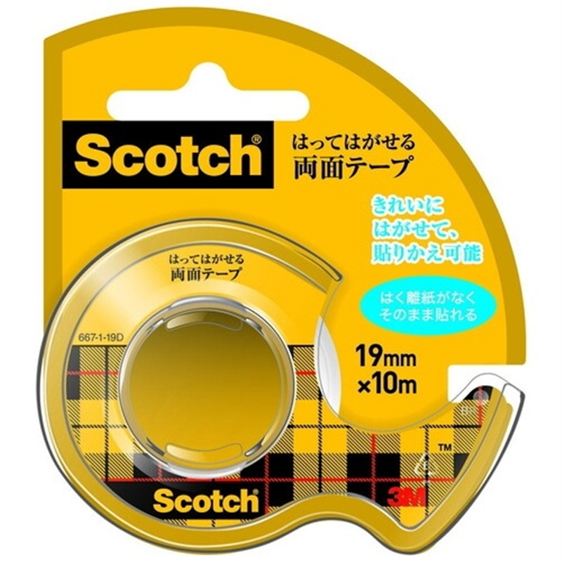 スリーエム ジャパン はってはがせる両面テープ 19mm×10m 1個(ご注文単位1個)【直送品】
