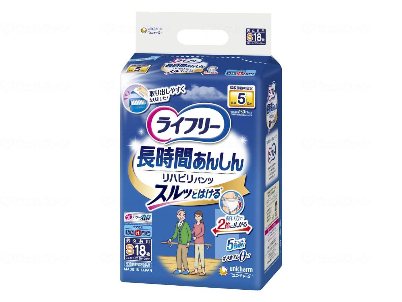 ウェルファン T長時間あんしんリハビリパンツS18枚/袋/S 1個（ご注文単位1個）【直送品】