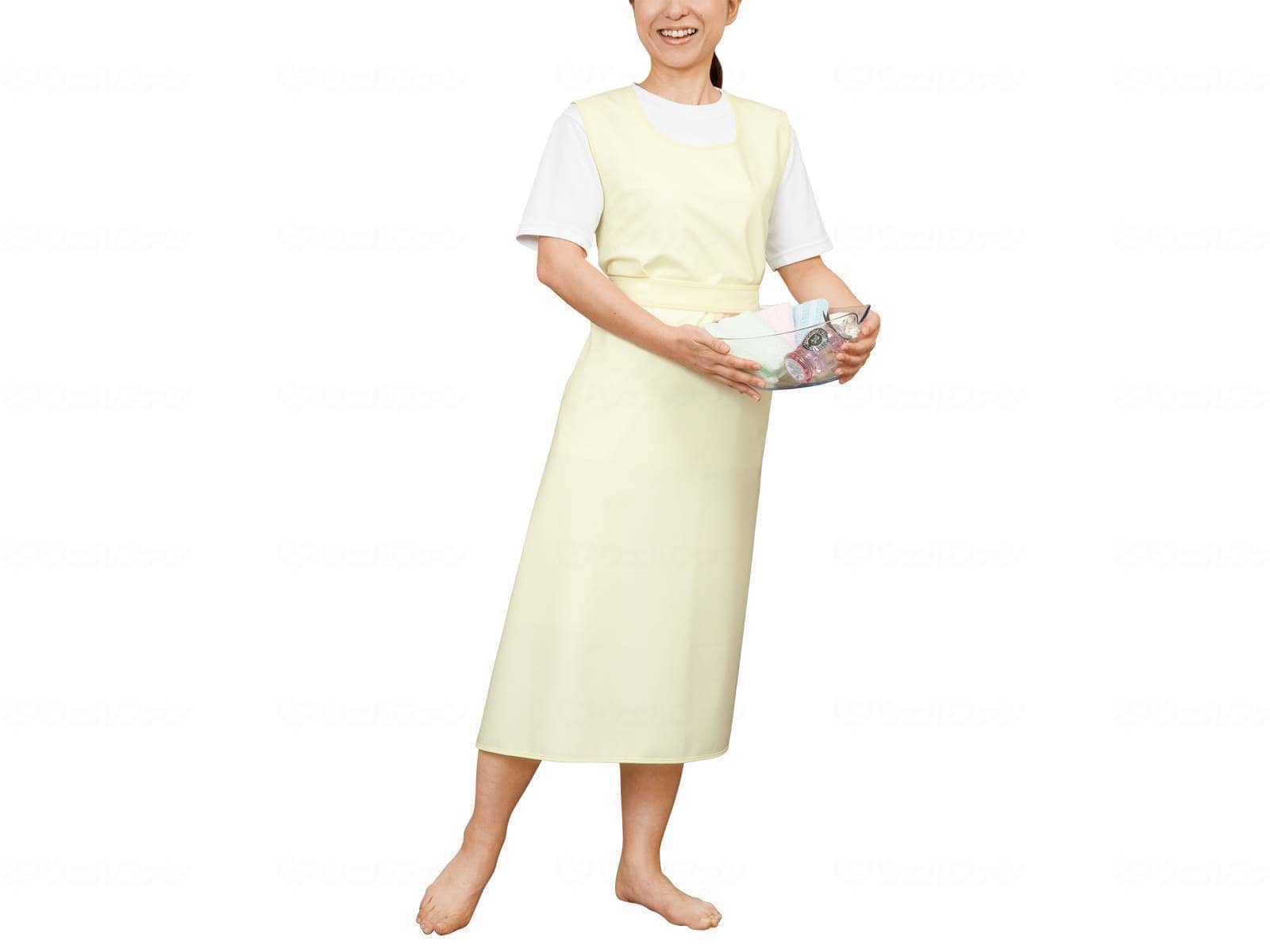 ウェルファン 入浴介助エプロン(ひもタイプ)/クリーム/L 1枚（ご注文単位1枚）【直送品】
