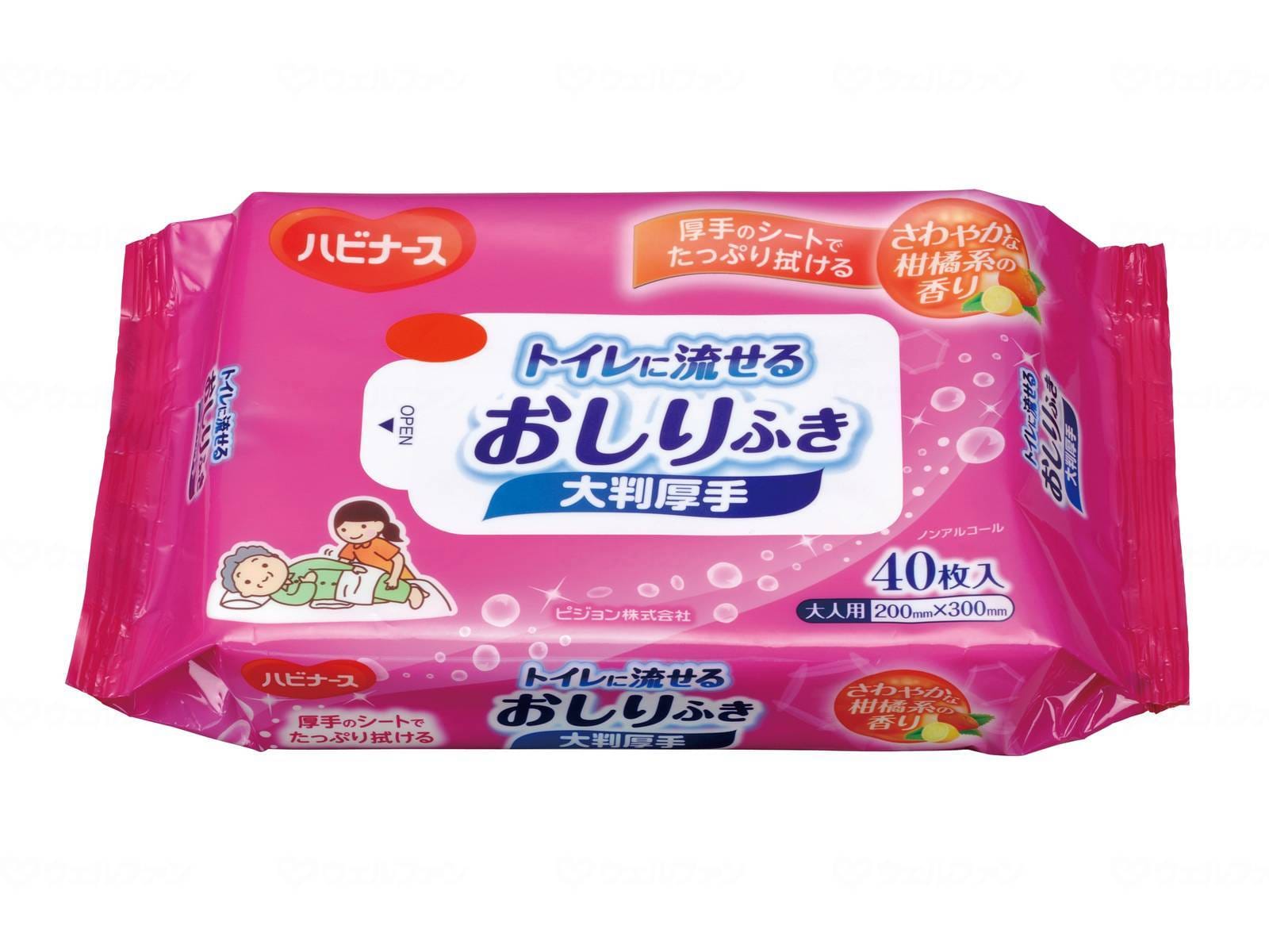 ウェルファン ハビナーストイレに流せるおしりふき大判厚手40枚/個 1個（ご注文単位1個）【直送品】
