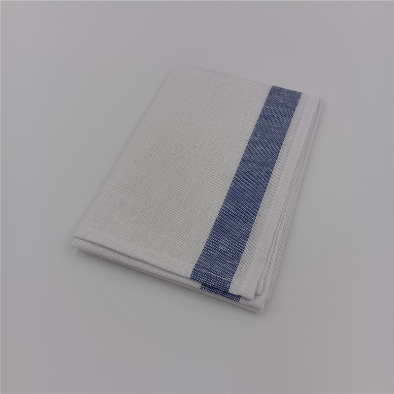 アベイチ 綿麻ふきん ライン柄(青) 個包装 CC2501-100 100枚/箱（ご注文単位1箱）【直送品】