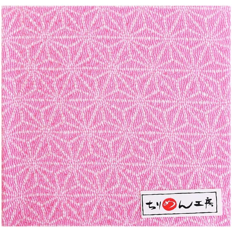 日本紐釦貿易 ちりめん 友禅 麻の葉 ピンク 巾約70cm×7ｍ切売カット 1枚（ご注文単位1枚）【直送品】