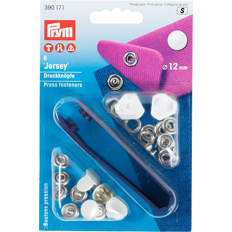日本紐釦貿易 プリム(Prym) スナップボタン Jersey キャップ型 φ12mm 6組入 ホワイト 390171 （ご注文単位1個）【直送品】