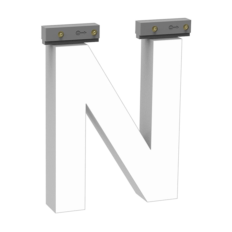 LEDチャネル文字 abcMIX スライドレール式 吊り下げタイプ H100mm 大文字 N 1個(ご注文単位1個)【直送品】