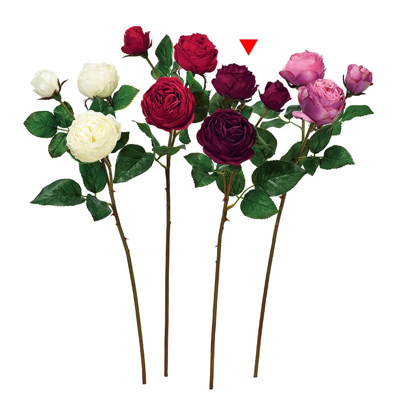 アスカ商会 造花 A-33928　ローズ×3 #015A　ワイン 1本（ご注文単位1本）【直送品】