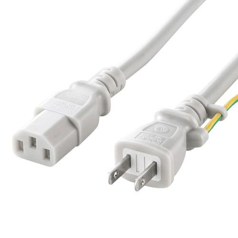 エスコ EA764CD-42 125V/7Ax2m電源コード(コンセント-PC接続用/白 1個(ご注文単位1個)【直送品】