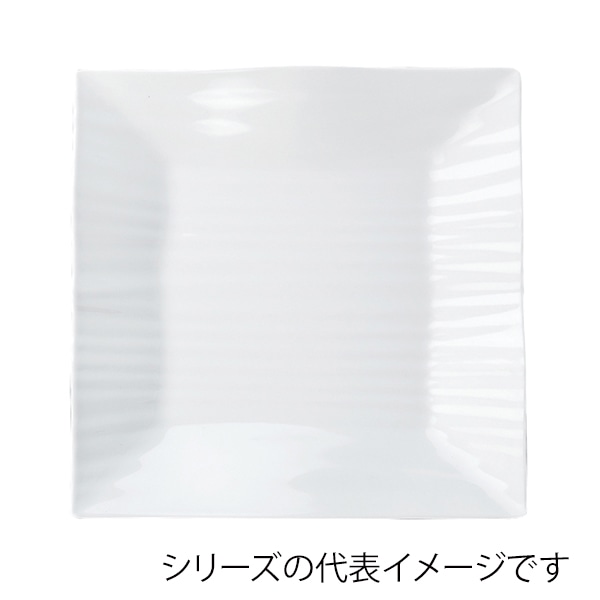 福井クラフト メラミン皿 40.7cm 筋彫角盛皿 ホワイト 51022490 1個(ご注文単位1個)【直送品】