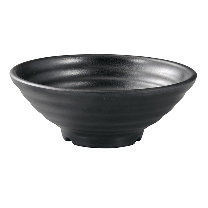 福井クラフト メラミン製　長寿太ロクロ目麺鉢　φ17.5cm 黒マット 51025660 1個（ご注文単位1個）【直送品】