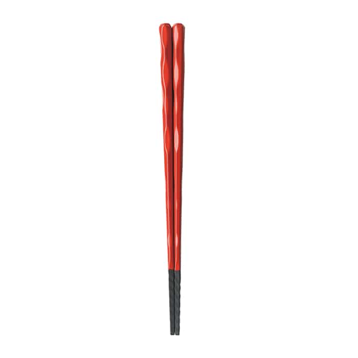 福井クラフト 六角一刀彫　麺泉箸　23cm 漆調朱塗 62160780 1組（ご注文単位1組）【直送品】