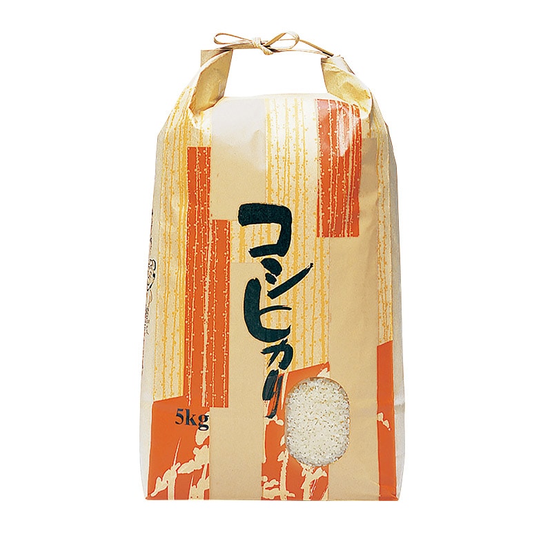 マルタカ 米袋　紐付クラフト こしひかり しぐれ　窓あり　5kg KH0110 300枚/箱（ご注文単位1箱）【直送品】