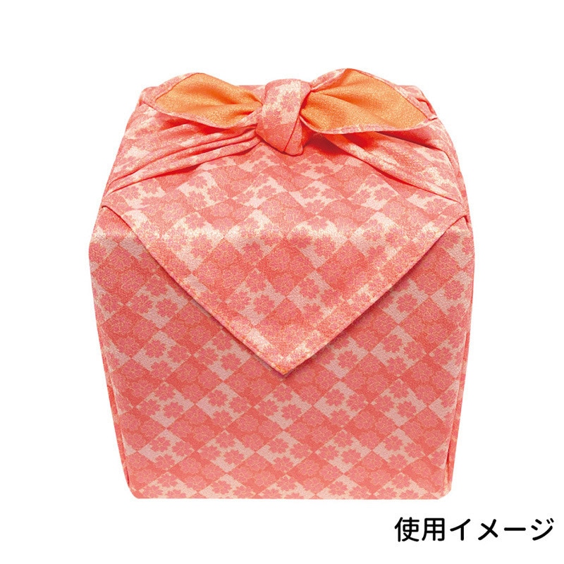 エスパック リバーシブル柄風呂敷 70cm 格子桜／オレンジ 10枚/袋（ご注文単位1袋)【直送品】
