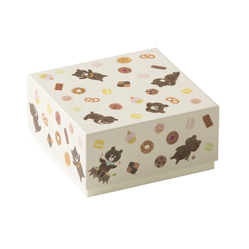 洋菓子箱 正方形フェザーギフトケース S クマ焼菓子 1243 1個(ご注文単位100個)【直送品】