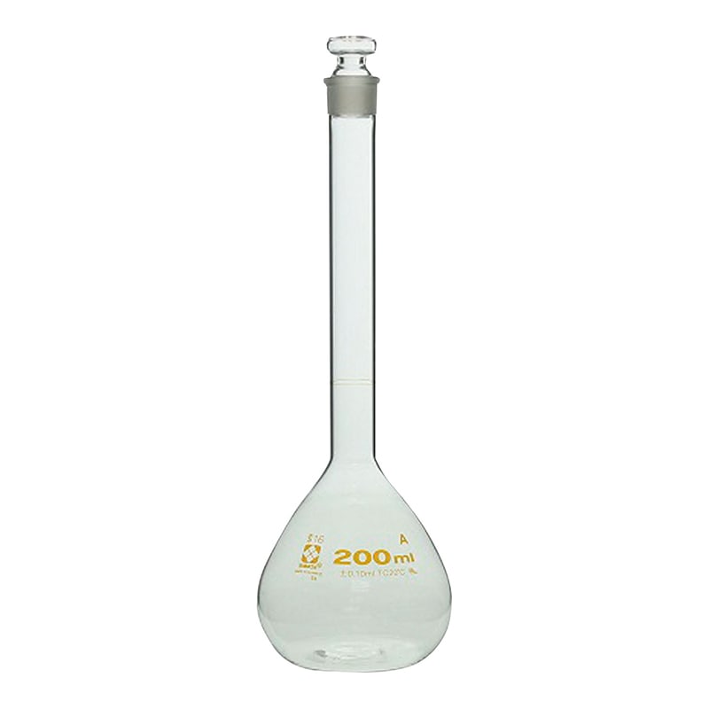 柴田メスフラスコ　ガラス製　茶目盛200ml 020060-200  1本（ご注文単位1本）【直送品】