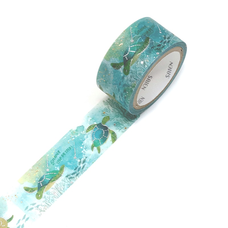 カミイソ SAIEN マスキングテープ Marine Life ウミガメ UR-3120 1巻(ご注文単位1巻)【直送品】