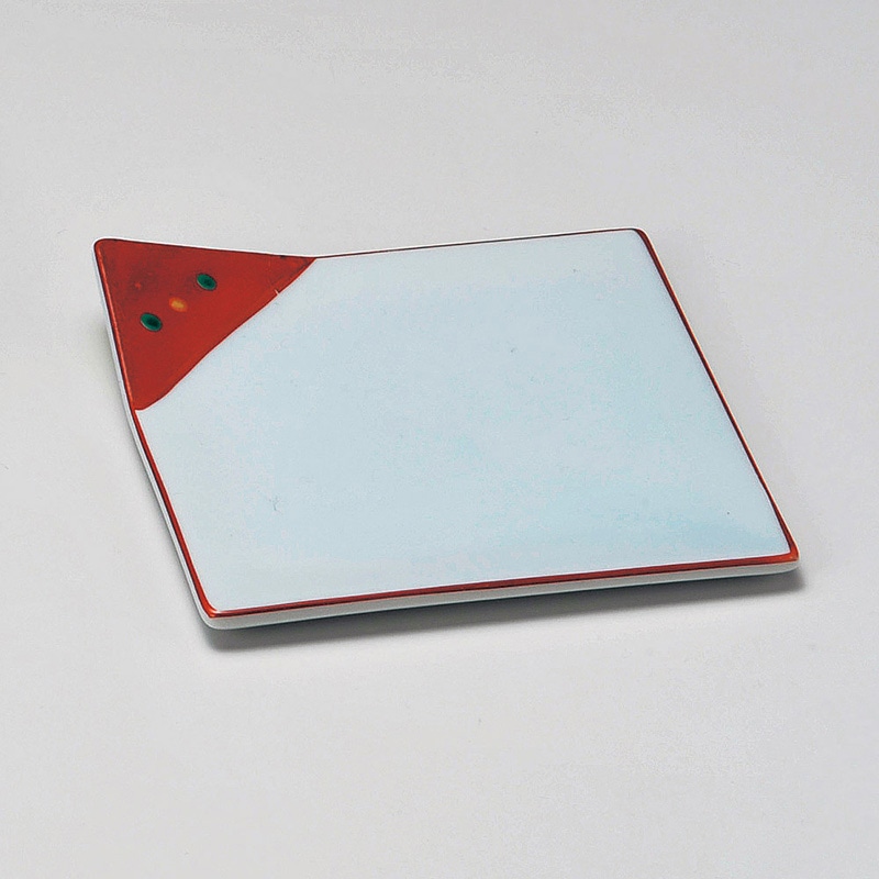 山万 14814-430 赤点平角皿 1個(ご注文単位1個)【直送品】