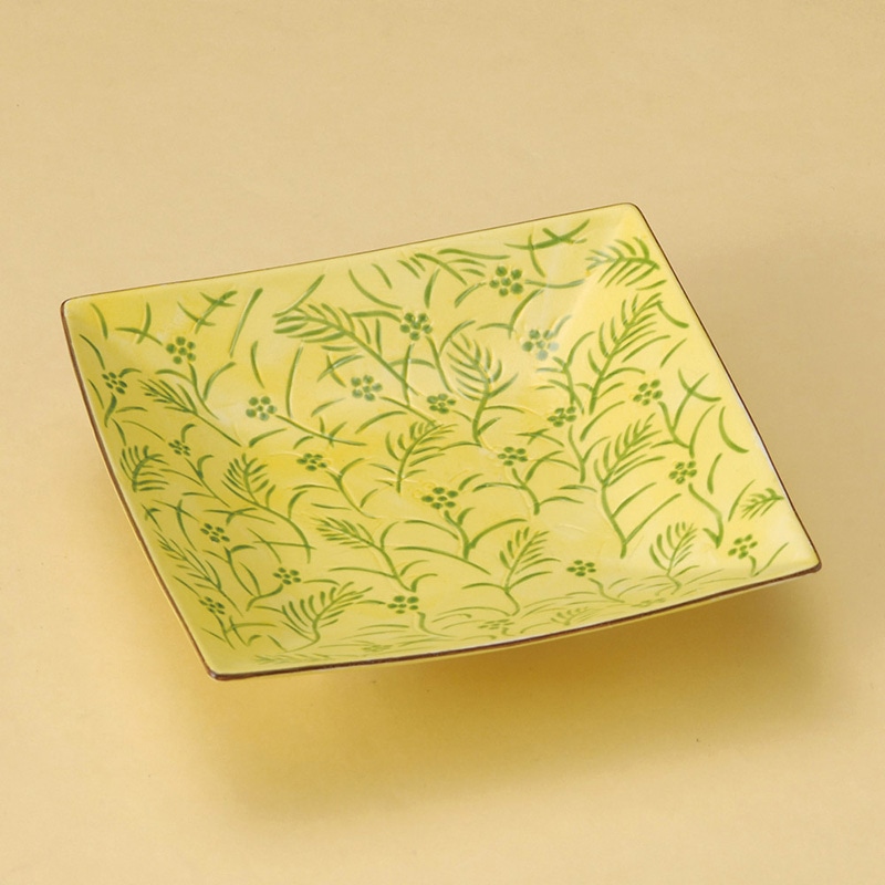 山万 29304-290 黄交趾若草角和皿 1個(ご注文単位1個)【直送品】