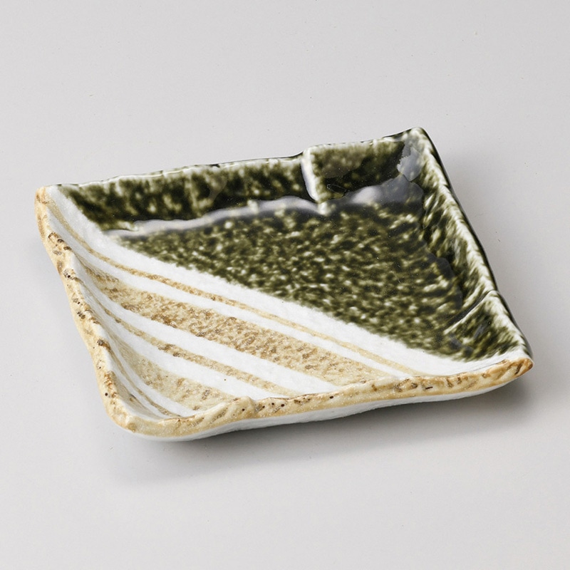 山万 29428-550 織部ストライプ正角銘々皿 1個（ご注文単位1個）【直送品】