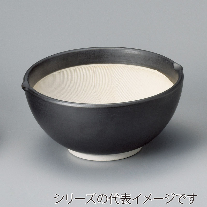 山万 35707-460 黒マット波紋櫛目丸型4.2寸す 1個（ご注文単位1個）【直送品】