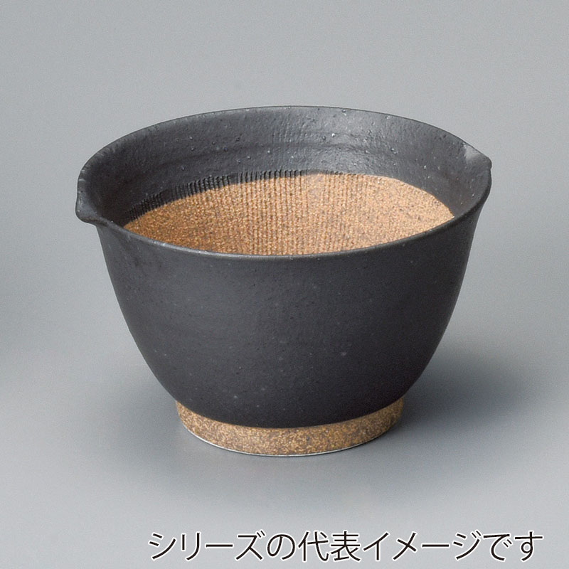 山万 35716-310 黒マット麦トロ鉢(大) 1個（ご注文単位1個）【直送品】