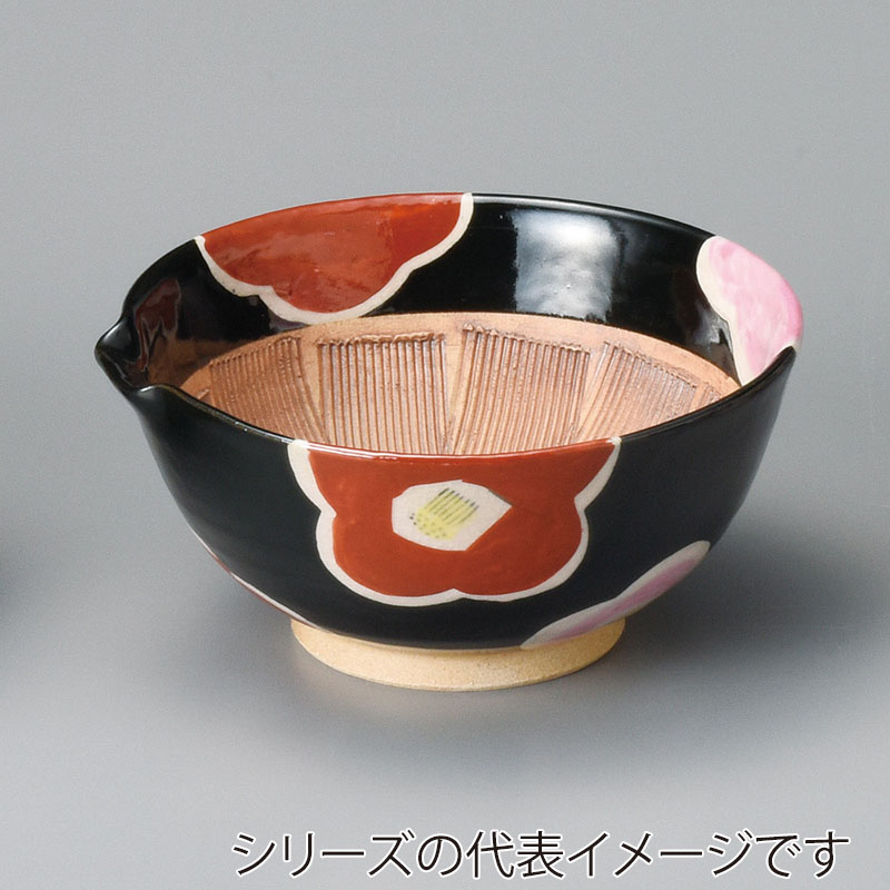 山万 35729-570 天目椿 櫛目4.0すり鉢 赤絵 1個（ご注文単位1個）【直送品】