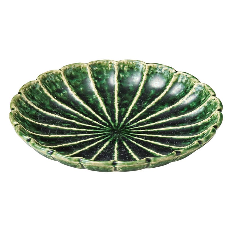 山万 47637-570 織部菊花 5寸丸皿 1個（ご注文単位1個）【直送品】