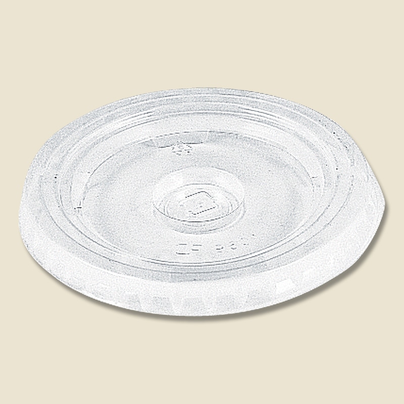 HEIKO プラスチックカップ 平型蓋 口径95mm用 C穴付 透明 100個/袋