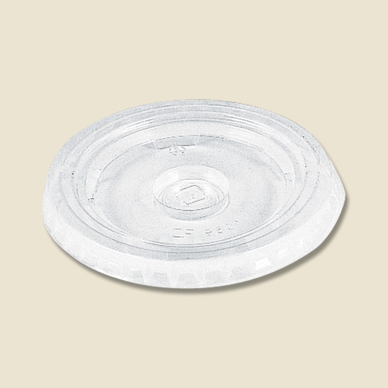 HEIKO プラスチックカップ 平型蓋 口径80mm用 C穴付 透明 100個/袋