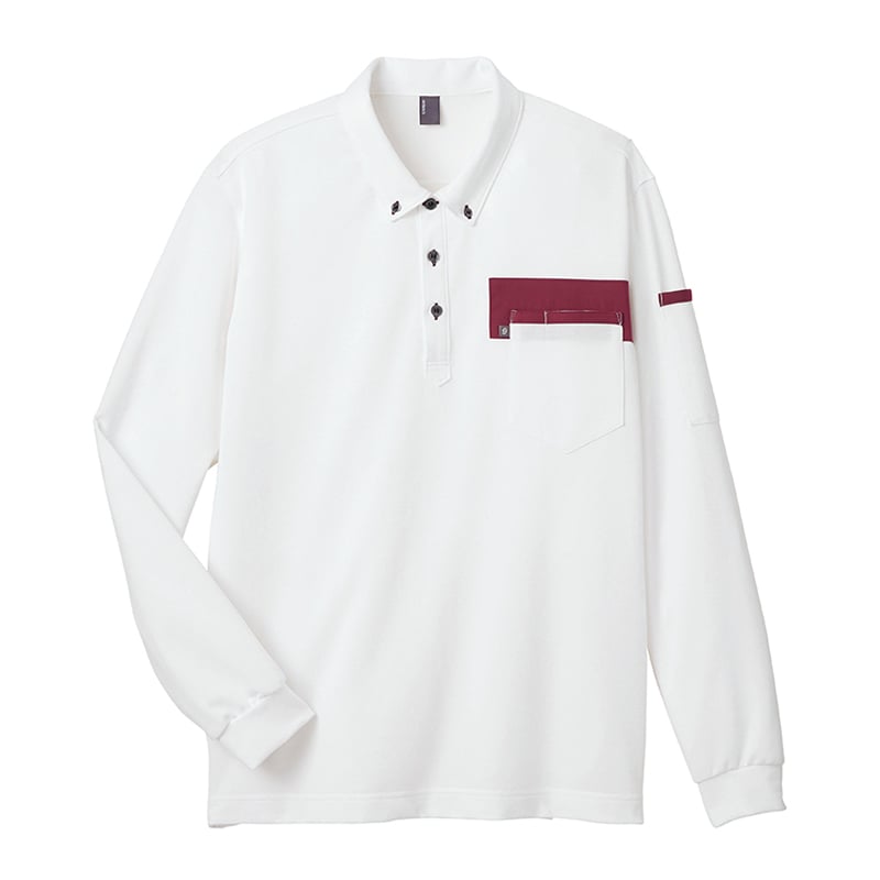 カーシーカシマ 長袖ポロシャツ 男女共用 4L ホワイト CWP171 1枚（ご注文単位1枚）【直送品】