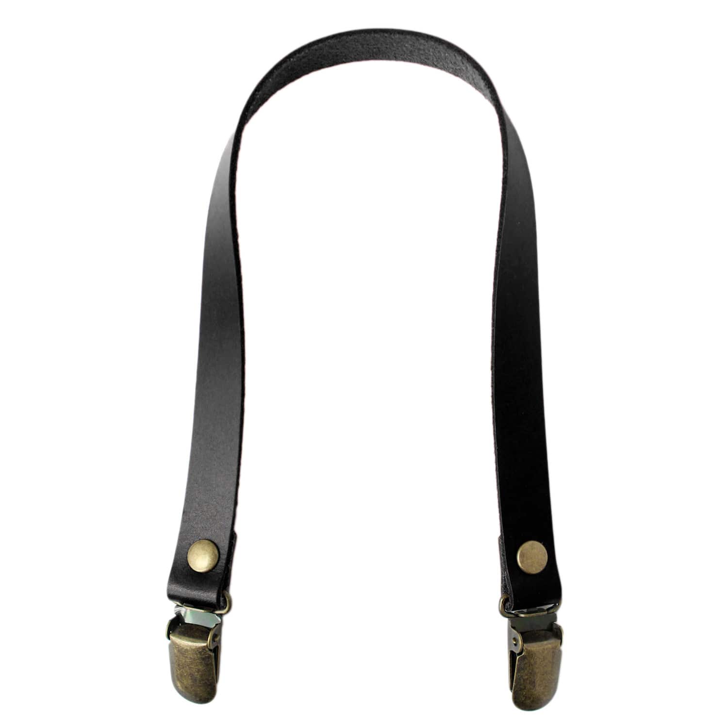 日本紐釦貿易 本革持ち手 クワエ金具 40cm 黒 2本1組 T1540-B （ご注文単位1組）【直送品】