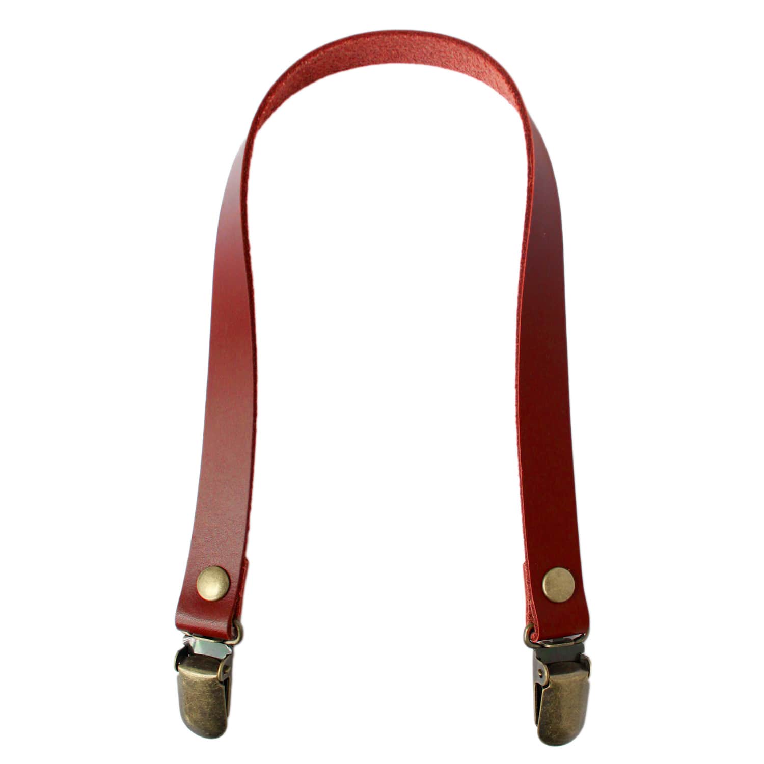 日本紐釦貿易 本革持ち手 クワエ金具 40cm 赤 2本1組 T1540-R （ご注文単位1組）【直送品】