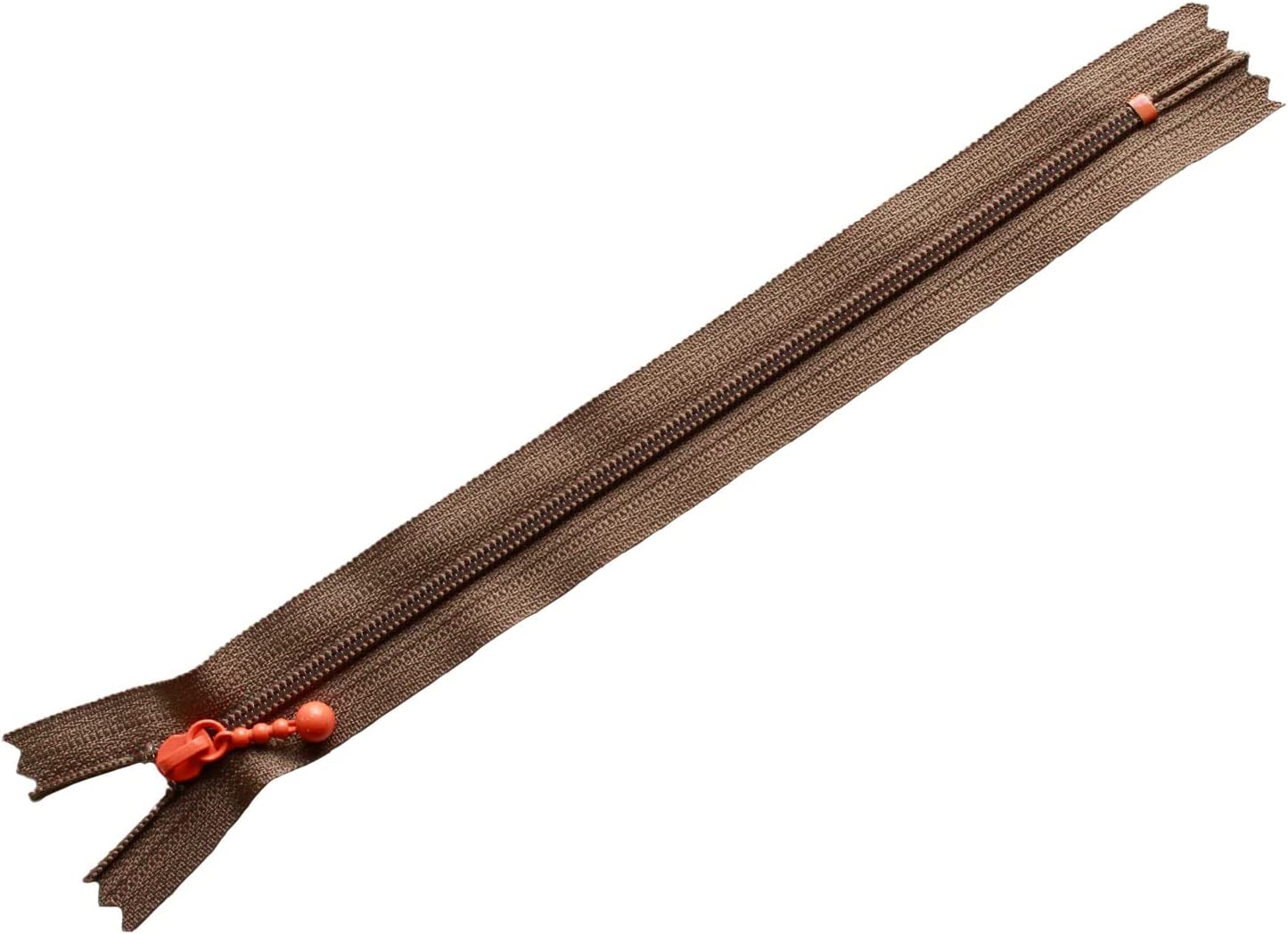 日本紐釦貿易 Y.K.K. ポーチ用カラフルファスナー 5本入 20cm オレンジ×ココア 3CF20-CO25 (ご注文単位1束)【直送品】