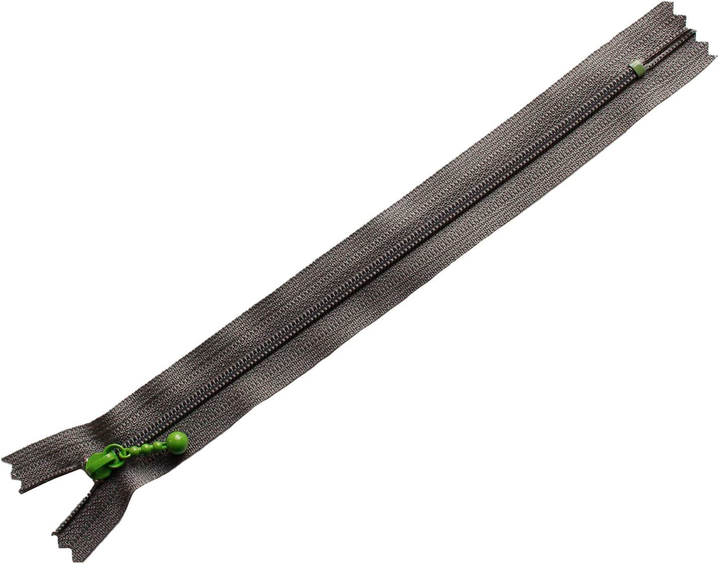 日本紐釦貿易 Y.K.K. ポーチ用カラフルファスナー 5本入 20cm オリーブ×チャコール 3CF20-CO30 (ご注文単位1束)【直送品】