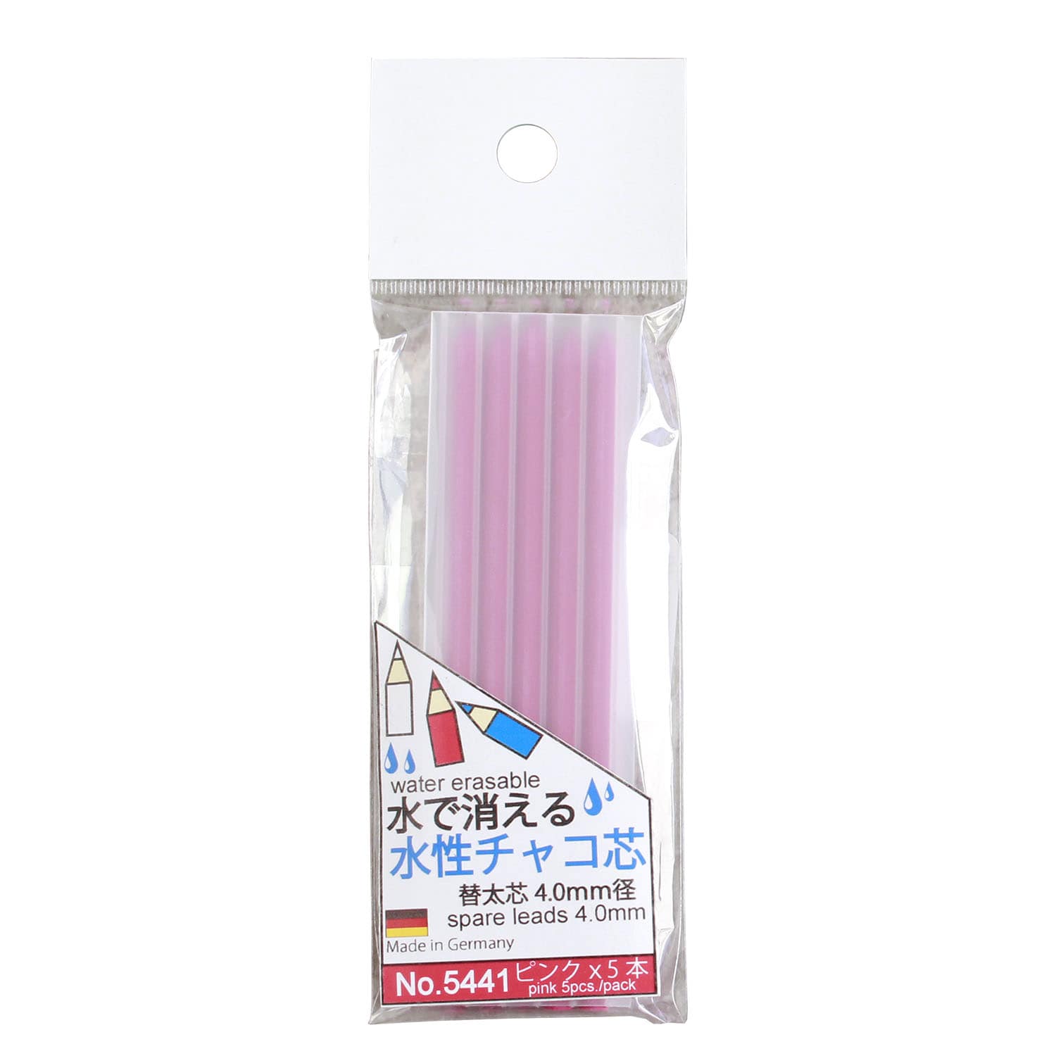 日本紐釦貿易 ノック式水性チャコ用替え芯 4.0mm芯 5本入 ピンク SDY5441 (ご注文単位1個)【直送品】