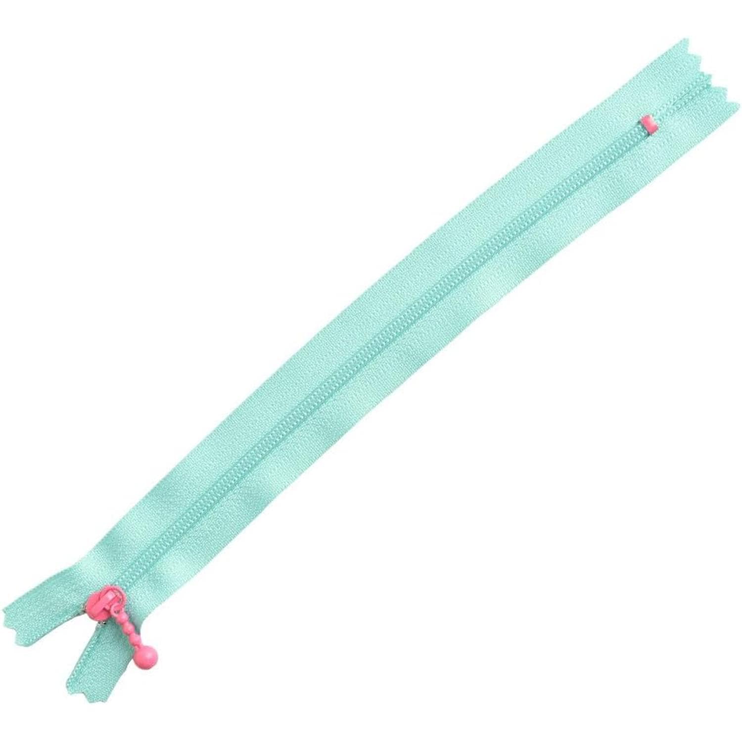 日本紐釦貿易 Y.K.K ポーチ用カラフルファスナー 5本入り 20cm ミントグリーン×ピンク 3CF20-CO8 （ご注文単位1束）【直送品】
