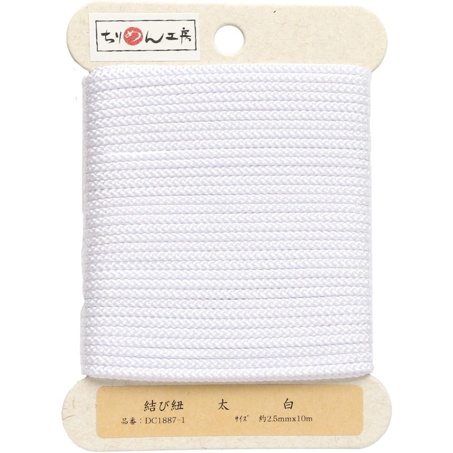 日本紐釦貿易 結び紐 白 φ約2.5mm×10m 1巻 DC1887-1 (ご注文単位1巻)【直送品】