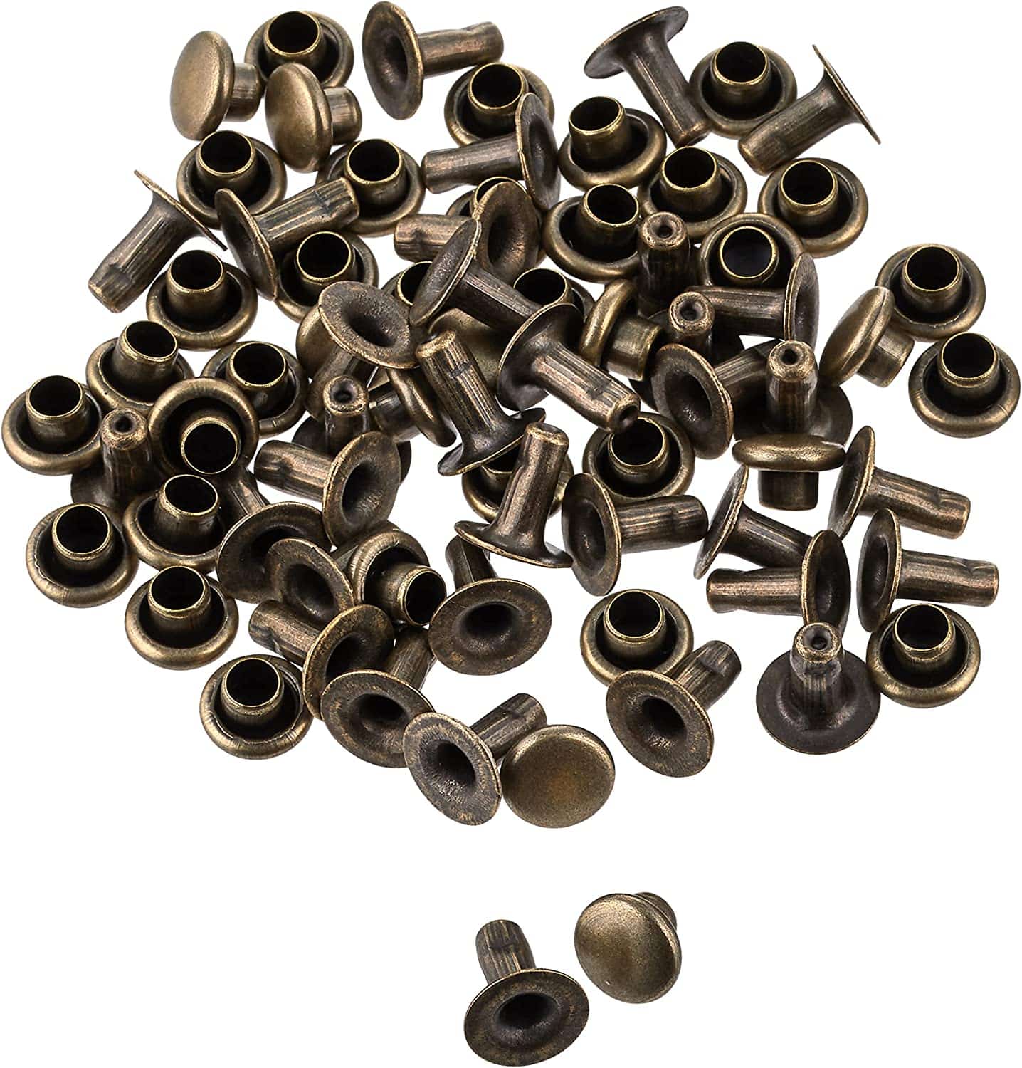 日本紐釦貿易 片面カシメ 特小サイズ 4.5×5mm 100個 アンティークゴールド F3-24 (ご注文単位1束)【直送品】